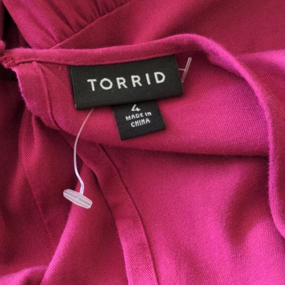TORRID Pink Challis Tiered Skater Dress Plus 4X - Picture 4 of 9